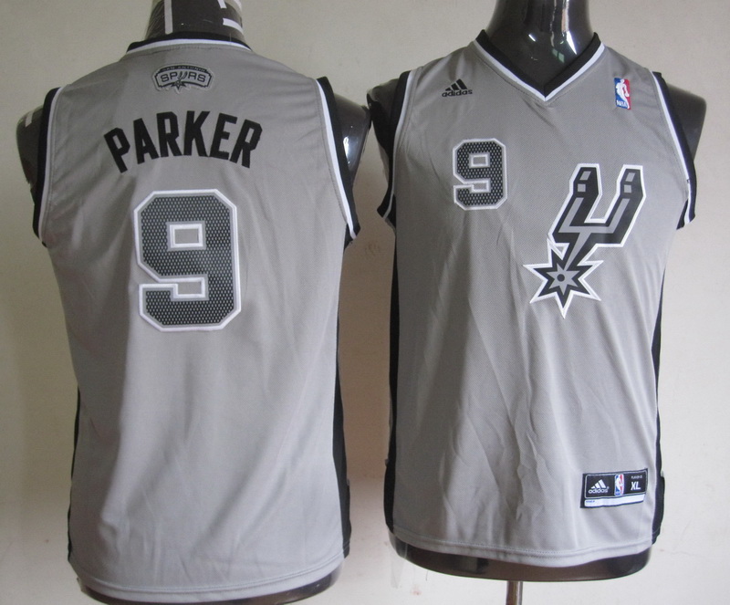  NBA Kids San Antonio Spurs 9 Tony Parker New Revolution 30 Swingman Alternate Grey Youth Jersey